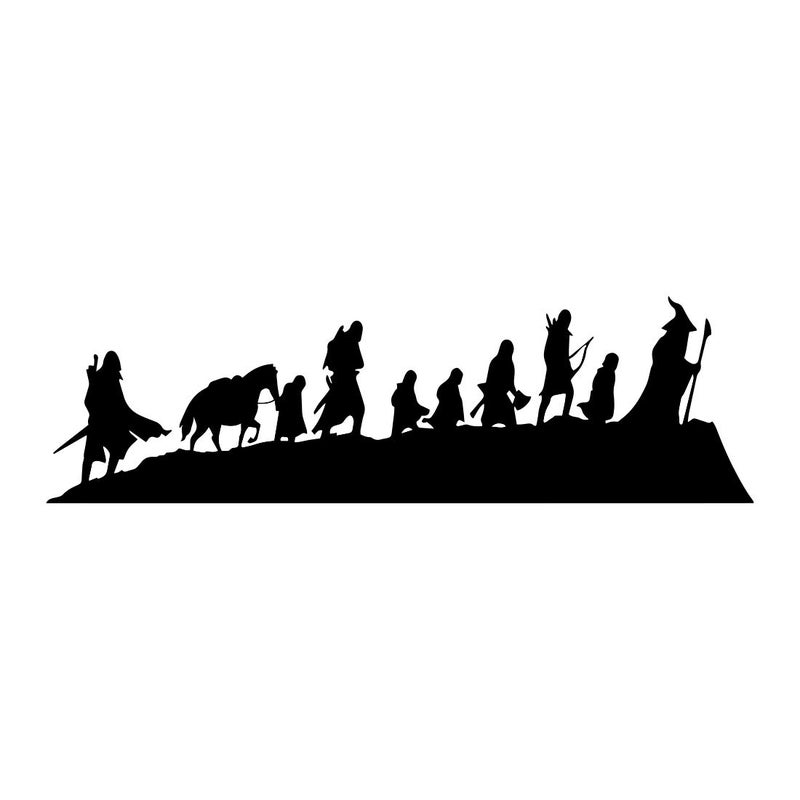 Bargain Max Decals Rings Lord Caravan Fellowship Sticker Decal Notebook Car Laptop 8" x 2" (Black) - Image 1